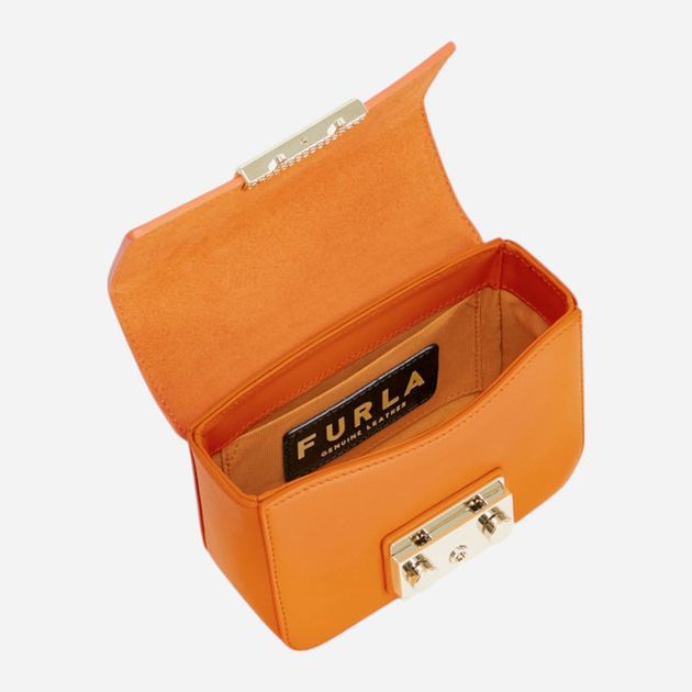 Сумка крос-боді через плече жіноча з натуральної шкіри маленька Furla Metropolis Mini WB00828AX07332024S10 Помаранчева (800070302219) - зображення 4
