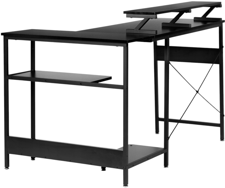 Biurko komputerowe ModernHome by Multistore 3 półki czarne (PJJCT0140) - obraz 3