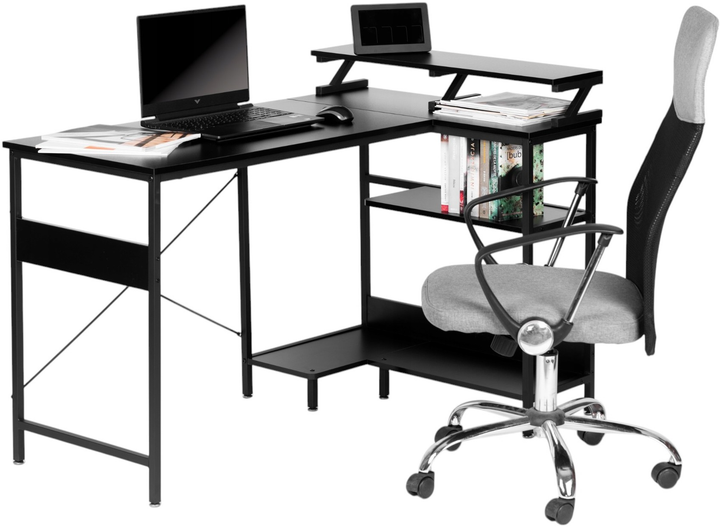 Biurko komputerowe ModernHome by Multistore 3 półki czarne (PJJCT0140) - obraz 4
