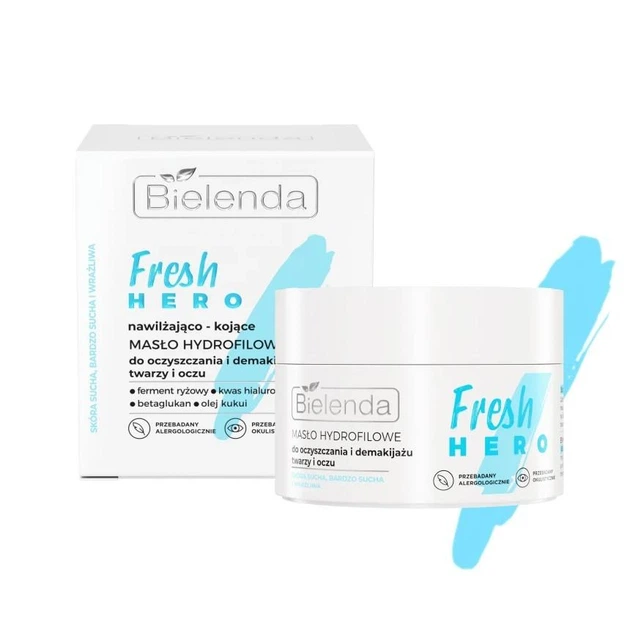 Зволожуюча та заспокійлива гідрофільна олія Bielenda Fresh Hero для очищення шкіри обличчя та очей і зняття макіяжу - Фото 1 Зволожуюча та заспокійлива гідрофільна олія Bielenda Fresh Hero для очищення шкіри обличчя та очей і зняття макіяжу - зображення 1