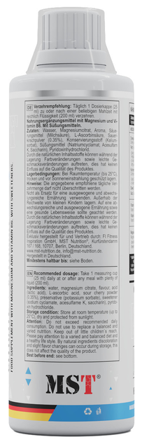 MST Рідкий Магній Цитрат з B6, Magnesium Citrate With B6 - 500мл (4260641163489) - Фото 3 MST Рідкий Магній Цитрат з B6, Magnesium Citrate With B6 - 500мл (4260641163489) - зображення 3
