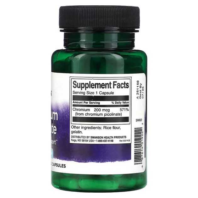 Піколінат Хрома Chromium Picolinate 200 мкг - 100 капсул 087614019222 - зображення 2