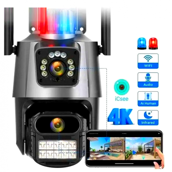 Уличная IP WIFI 3Mp IP66 камера видеонаблюдения UKC P11-QQ6 2 незалежні об'єктиви 3MPx+3MPx с удаленным доступом онлайн в режиме реального времени - Фото 2 Уличная IP WIFI 3Mp IP66 камера видеонаблюдения UKC P11-QQ6 2 незалежні об'єктиви 3MPx+3MPx с удаленным доступом онлайн в режиме реального времени - изображение 2