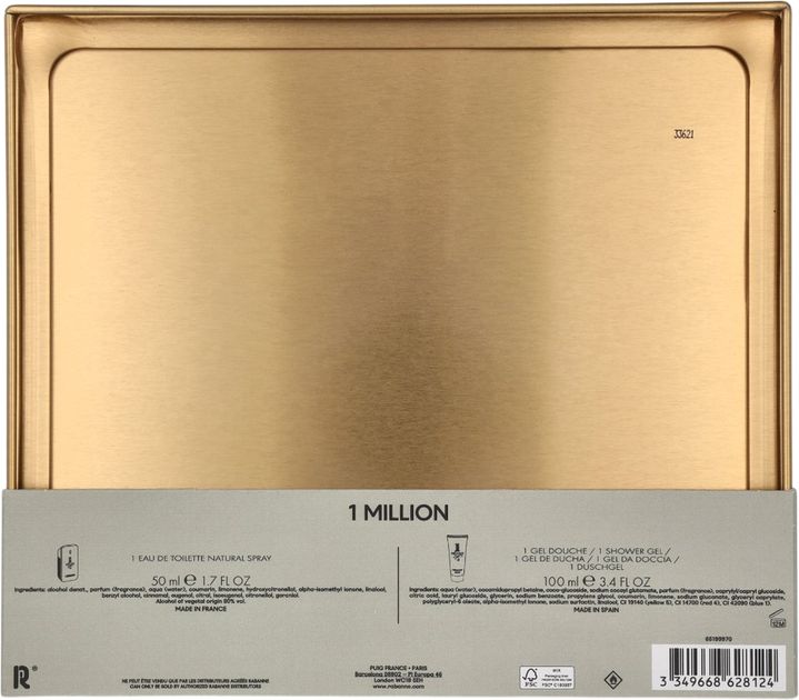 Zestaw męski Paco Rabanne 1 Million Woda toaletowa 50 ml + Żel pod prysznic 100 ml (3349668628124) - obraz 4