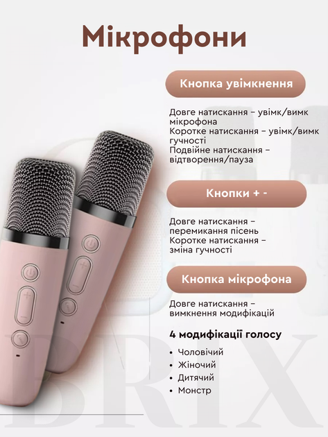 Беспроводная портативная Bluetooth колонка с двумя микрофонами и сабвуфером Розовая - изображение 7