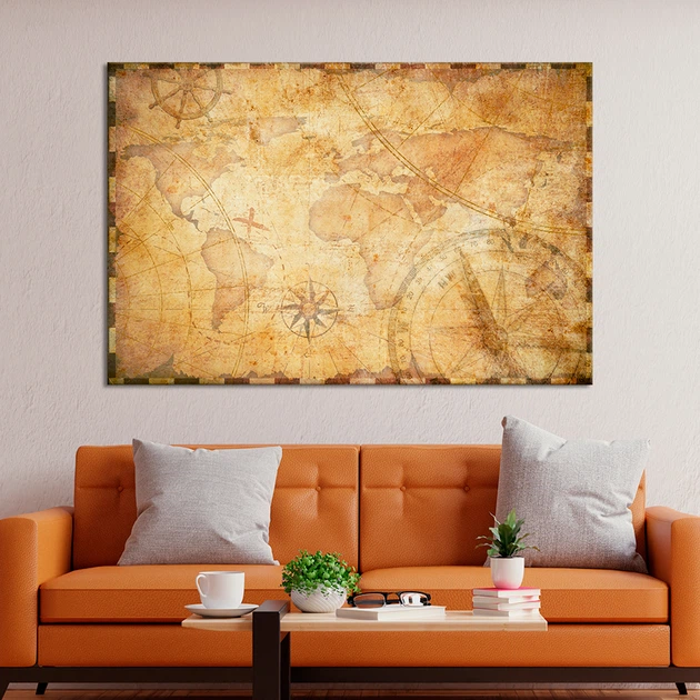 Картина на холсте No Brand Карта мира в ретро стиле 80x54 см (V525-1_L) - Фото 1 Картина на холсте No Brand Карта мира в ретро стиле 80x54 см (V525-1_L) - изображение 1