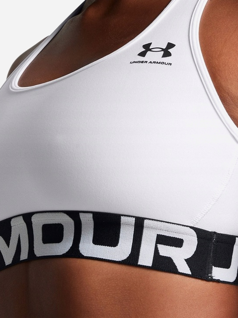 Спортивний топ для фітнесу жіночий Under Armour UA HG Mid Branded 1383544-100 L Білий (196886942036) - зображення 3