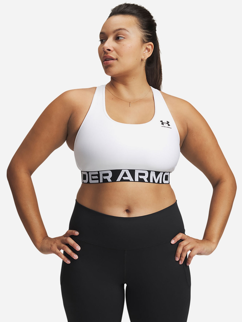 Спортивний топ для фітнесу жіночий Under Armour UA HG Mid Branded 1383544-100 L Білий (196886942036) - зображення 4