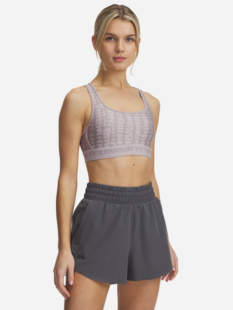 Спортивний топ для фітнесу жіночий Under Armour Crossback Mid Print 1361042-011 L Сірий (197778993808) - зображення 3