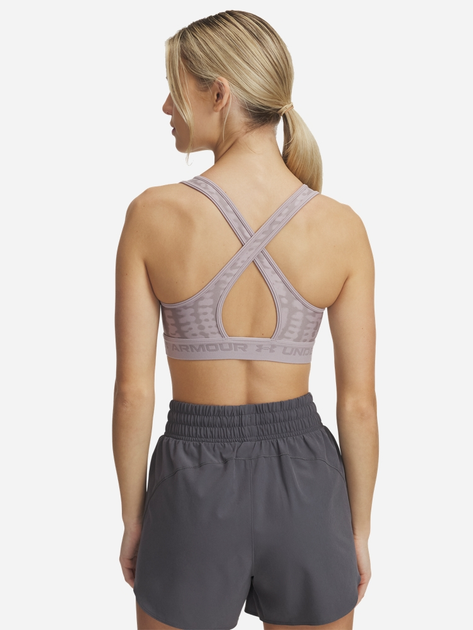 Спортивний топ для фітнесу жіночий Under Armour Crossback Mid Print 1361042-011 M Сірий (197778993815) - зображення 4