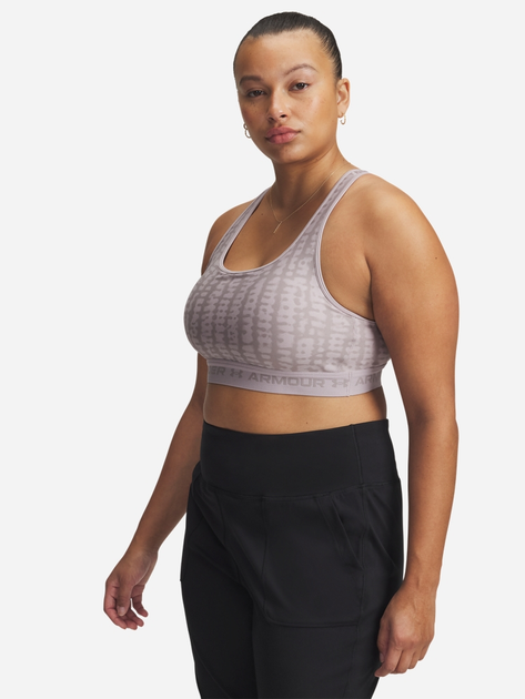 Спортивний топ для фітнесу жіночий Under Armour Crossback Mid Print 1361042-011 M Сірий (197778993815) - зображення 5