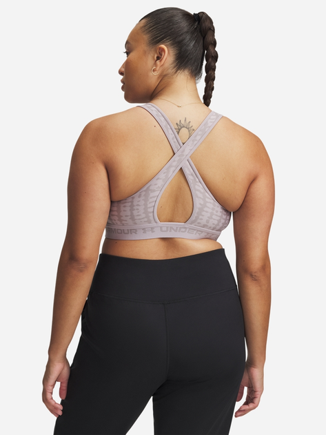 Спортивний топ для фітнесу жіночий Under Armour Crossback Mid Print 1361042-011 S Сірий (197778993822) - зображення 6