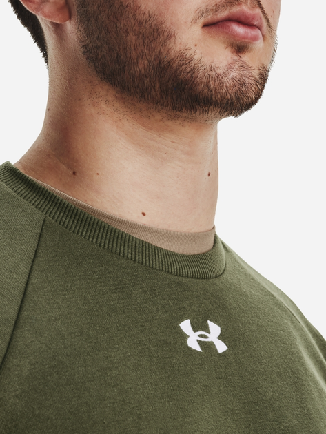 Bluza bez kaptura męska Under Armour UA Rival Fleece Crew 1379755-390 L Khaki (196884156879) - obraz 4