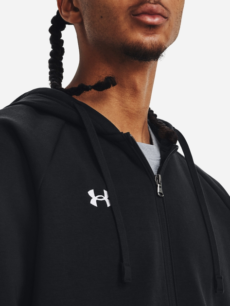 Bluza męska rozpinana streetwear polarowa Under Armour UA Rival Fleece FZ Hoodie 1379767-001 L Czarna (196884199708) - obraz 4