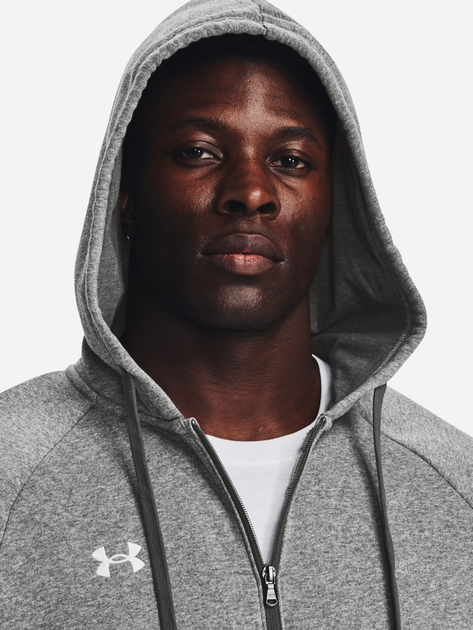 Толстовка на флісі на блискавці чоловіча Under Armour UA Rival Fleece FZ Hoodie 1379767-025 S Сіра (196884795153) - зображення 4