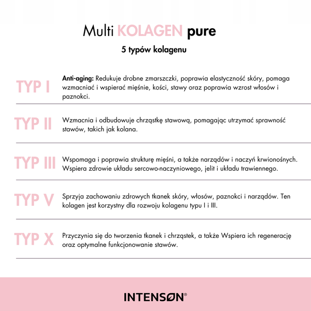 Suplement diety Intenson Multi Kolagen Pure 5 typów kolagenu 300 g (5905454131834) - obraz 5