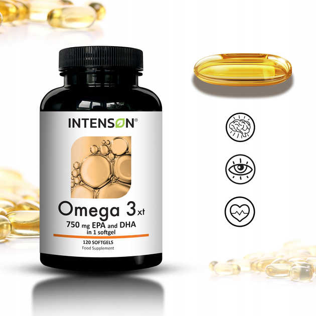 Suplement diety Intenson Omega 3 500 mg EPA + 250 mg DHA 120 kapsułek (5905454131803) - obraz 2