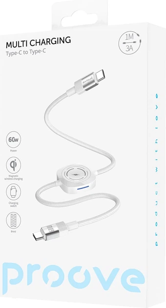 Кабель Proove Multi Charging Type-C to Type-C 60 Вт White (613410003) - Фото 2 Кабель Proove Multi Charging Type-C to Type-C 60 Вт White (613410003) - изображение 2
