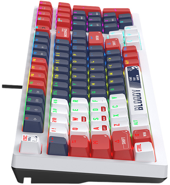 Клавіатура дротова A4Tech Bloody S98 Sports RGB BLMS Red Plus USB White-Navy (A4TKLA47390) - зображення 5