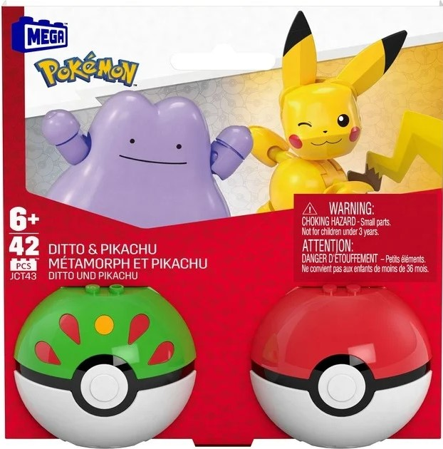 Zestaw klocków Mega Pokemon Pokeball Ditto i Pikachu JCT43 (0194735275908) - obraz 1