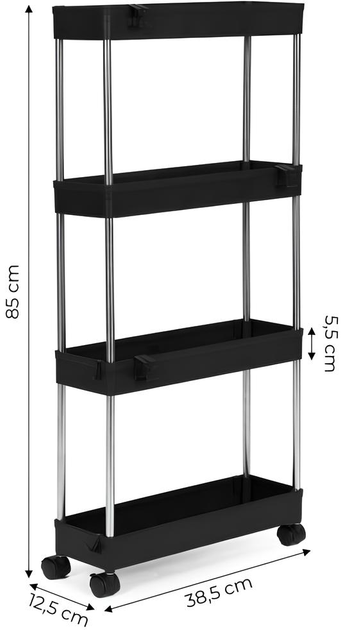 Regał łazienkowy ModernHome by Multistore z 4 półkami czarny (PJJKT0104) - obraz 5