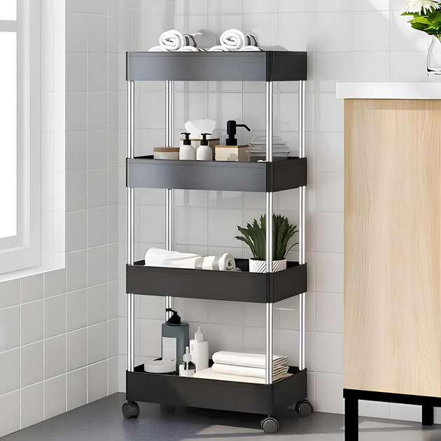 Regał łazienkowy ModernHome by Multistore z 4 półkami czarny (PJJKT0104) - obraz 6