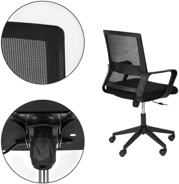 Офісне крісло ModernHome by Multistore чорне (OF-2220 BLACK) - зображення 5