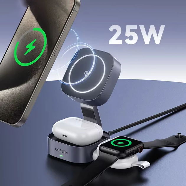 Бездротовий зарядний пристрій UGREEN CD144 for Apple Watch MFi Type-C білий (2000144) - зображення 3
