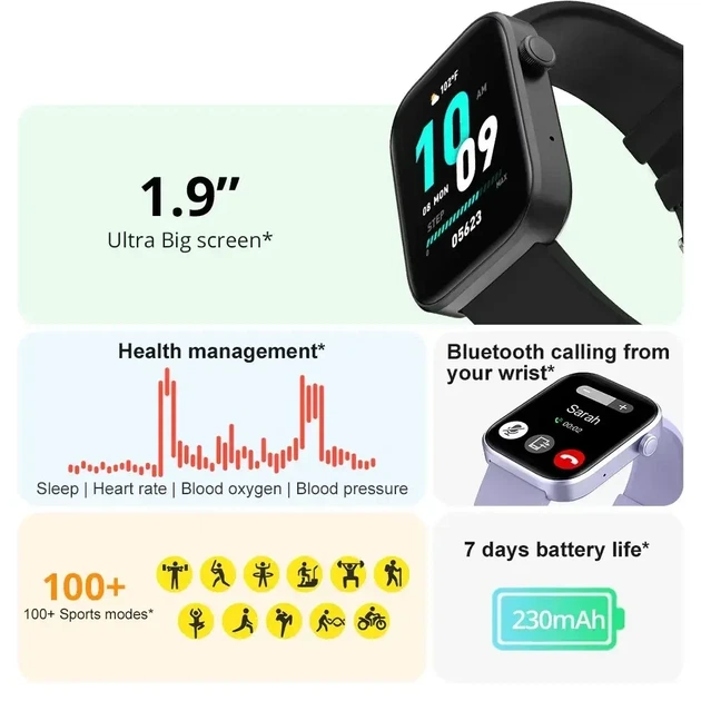 Розумний смарт-годинник Colmi P71 бузковий | Smart watch - зображення 2
