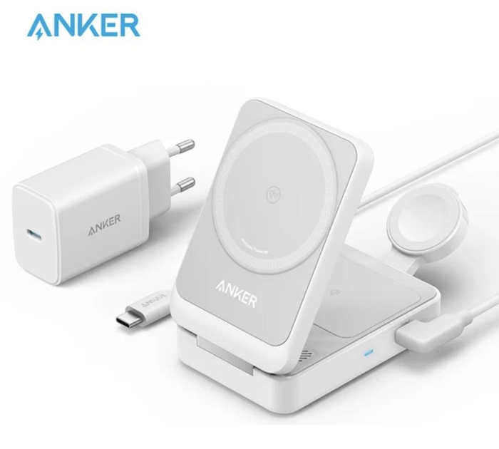 Зарядний пристрій Anker MagGo Wireless Charging Station 3-in-1 15W для iPhone (2000154) - зображення 2