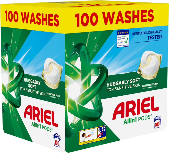 Капсули для прання Ariel Pods All-in-1 Sensitive Skin для чутливої шкіри 100 шт (8700216765619) - зображення 2