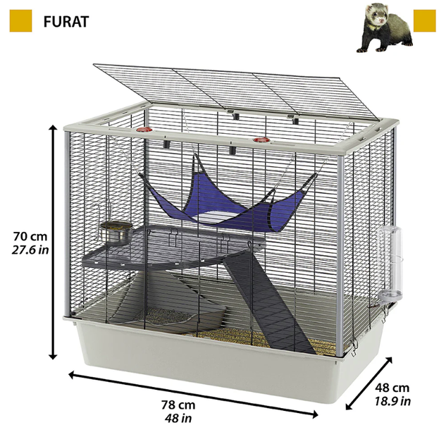 Клітка для тхорів, шиншил та щурів Ferplast Furat 78x48x70 см 57059814 - Фото 2 Клітка для тхорів, шиншил та щурів Ferplast Furat 78x48x70 см 57059814 - зображення 2