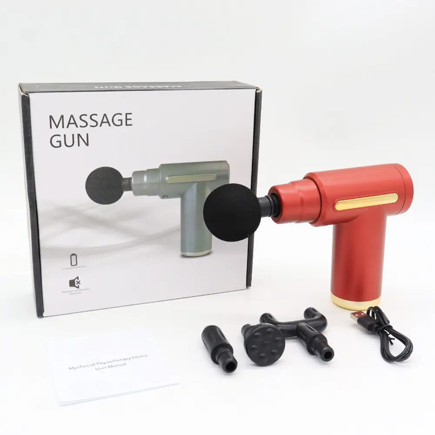 Масажер пістолет для тіла з 4 насадками та USB, акумуляторний / Перкусійний Gun Massager R01 (L) - изображение 8