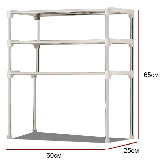 Полиця органайзер для мікрохвильової печі, 65x60x25см, Multifunctional storage rack / Полиця-стелаж універсальна - зображення 9