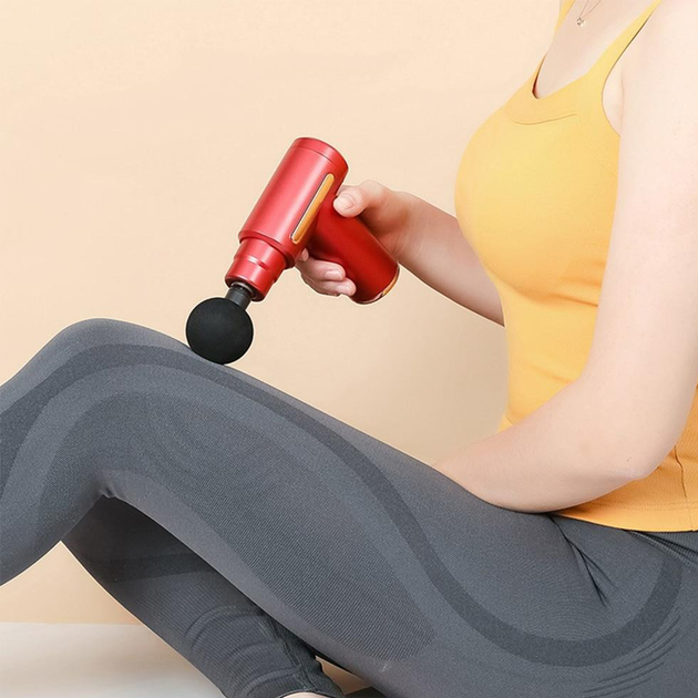 Масажер для тіла перкусійний, 4 насадки, Gun Massager, Червоний / Масажний пістолет / Перкусійний масажер - зображення 6