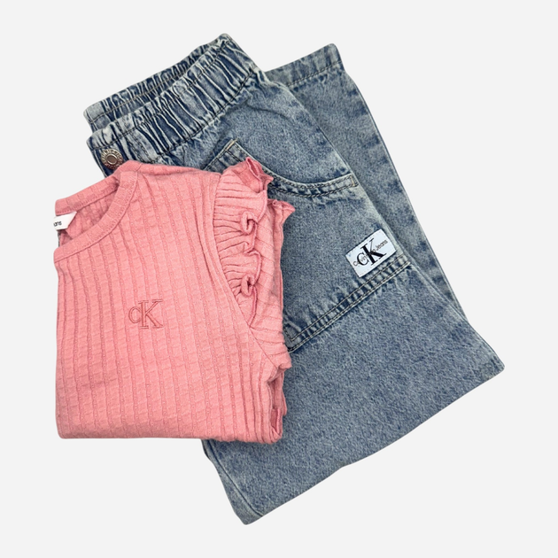 Детский комплект (лонгслив + джинсы) для девочки Calvin Klein 592549271 104 см Розовый/Голубой (1159823667) - изображение 4