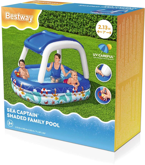 Надувний басейн Bestway з балдахіном Ocean 213 x 155 см (6941607312643) - зображення 8