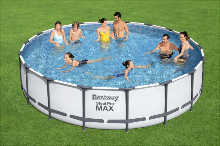 Басейн зі штучного каменю Bestway Steel Pro Max 18 FT + 5-в-1 + насос + кришка + сходи 549 x 122 см (6942138983784) - зображення 3