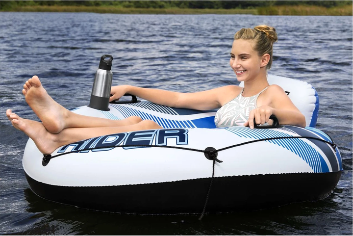 Надувний матрац для плавання Bestway Rapid Rider з сітчастою спинкою з отворами для напоїв і ручками 135 см (6941607371138) - зображення 5