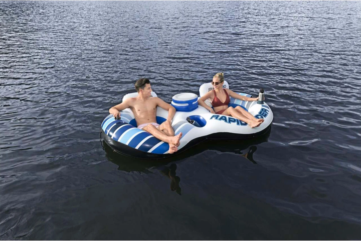 Materac dmuchany Bestway do pływania dla 2 osób z oparciami i schowkami 240 x 122 x 50 cm (6941607367872) - obraz 6