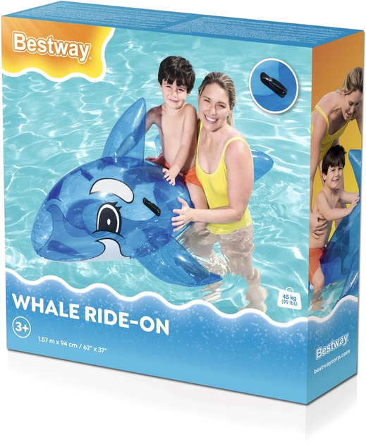 Надувний дитячий матрац для плавання Bestway Cetacean з ручками 157 х 94 см синій (6941607312407) - зображення 9