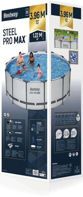 Басейн на стійках Bestway Steel Pro Max + 5-в-1 + аксесуари 396 x 122 см 13 FT (6941607327746) - зображення 9
