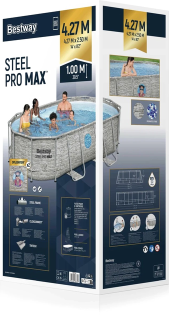 Басейн на стійці Bestway Power Steel Swim Vista з вікном 427 x 250 x 100 см 14 x 8FT + 7 в 1 (6941607366707) - зображення 8