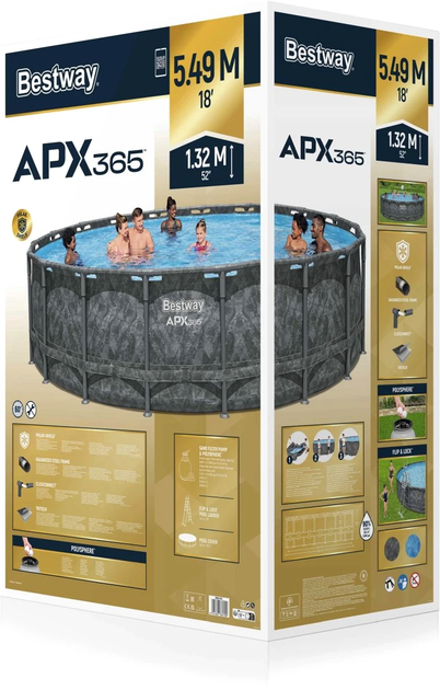 Каркасний басейн Bestway APX 365 549 x 132 см 18 FT (6941607365700) - зображення 8