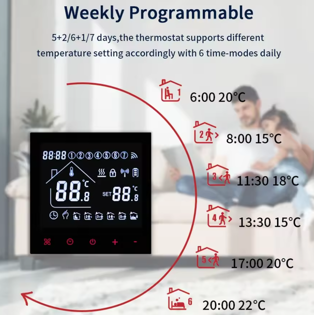 Умный терморегулятор Wi Fi для котла Tuya Smart Thermostat термостат с LCD экраном и вай фай - изображение 8