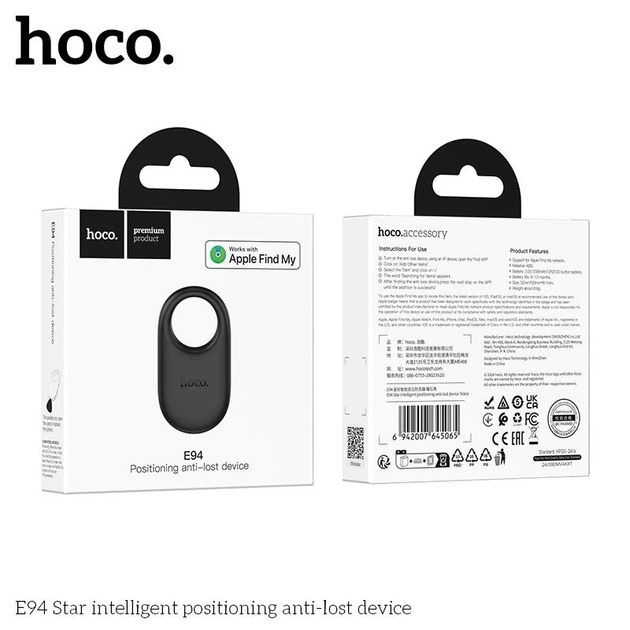 GPS трекер, поисковый трекер, брелок, Anti-lost device Hoco E94 Apple Find My черный - изображение 3