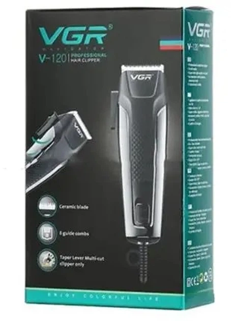 Профессиональная машинка для стрижки волос и бороды VGR V-120 Pro Черный + Ножницы - изображение 10