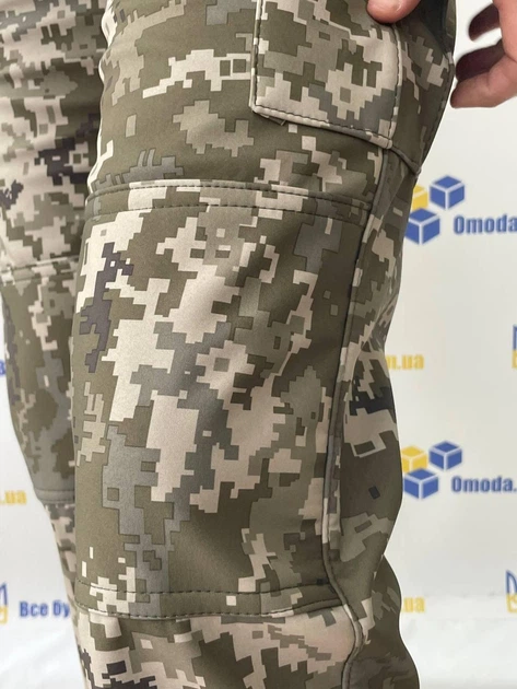 Штани чоловічі утеплені на флісі, тканина софтшелл піксель, подвійні коліна, 54 - зображення 12