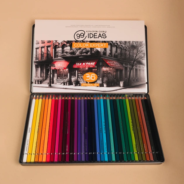 Набір олівців кольорових 99IDEAS "Color Expert" 36 кольорів, Universal Set, металева коробка, 99CE-36UNI - Фото 4 Набір олівців кольорових 99IDEAS "Color Expert" 36 кольорів, Universal Set, металева коробка, 99CE-36UNI - изображение 4