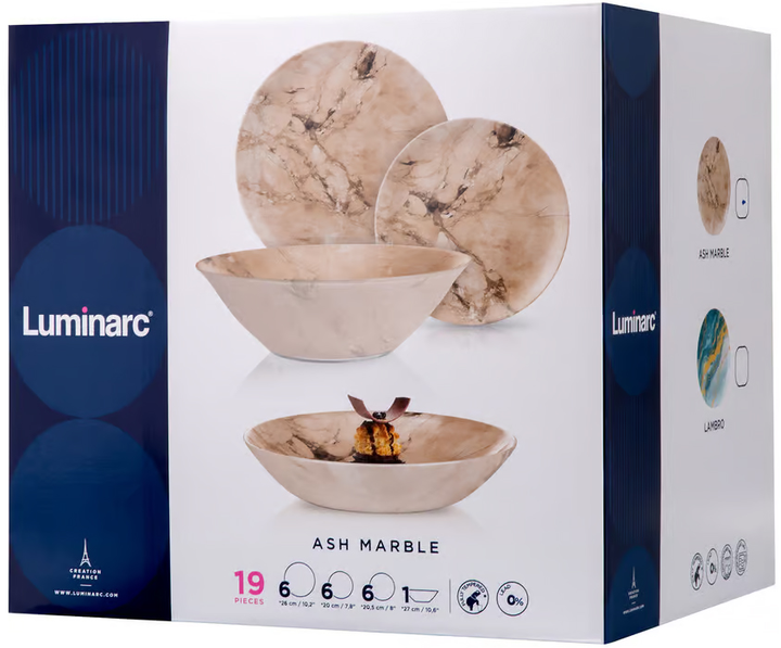 Столовий сервіз Luminarc Ash Marble на 6 персон 19 елементов (0883314000085) - зображення 11